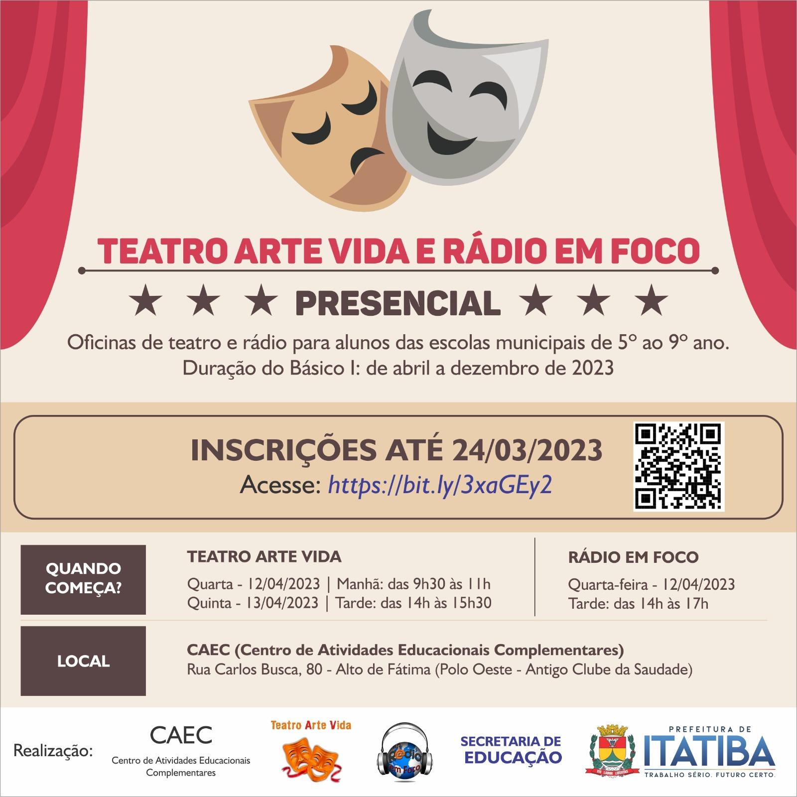 Educação recebe inscrições para oficinas de teatro e rádio até dia 24