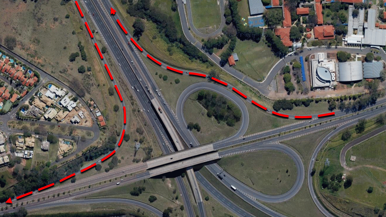 Rota das Bandeiras fará interdições no entroncamento entre a Heitor Penteado e a D. Pedro I (SP-065), em Campinas, nesta terça (9/5)