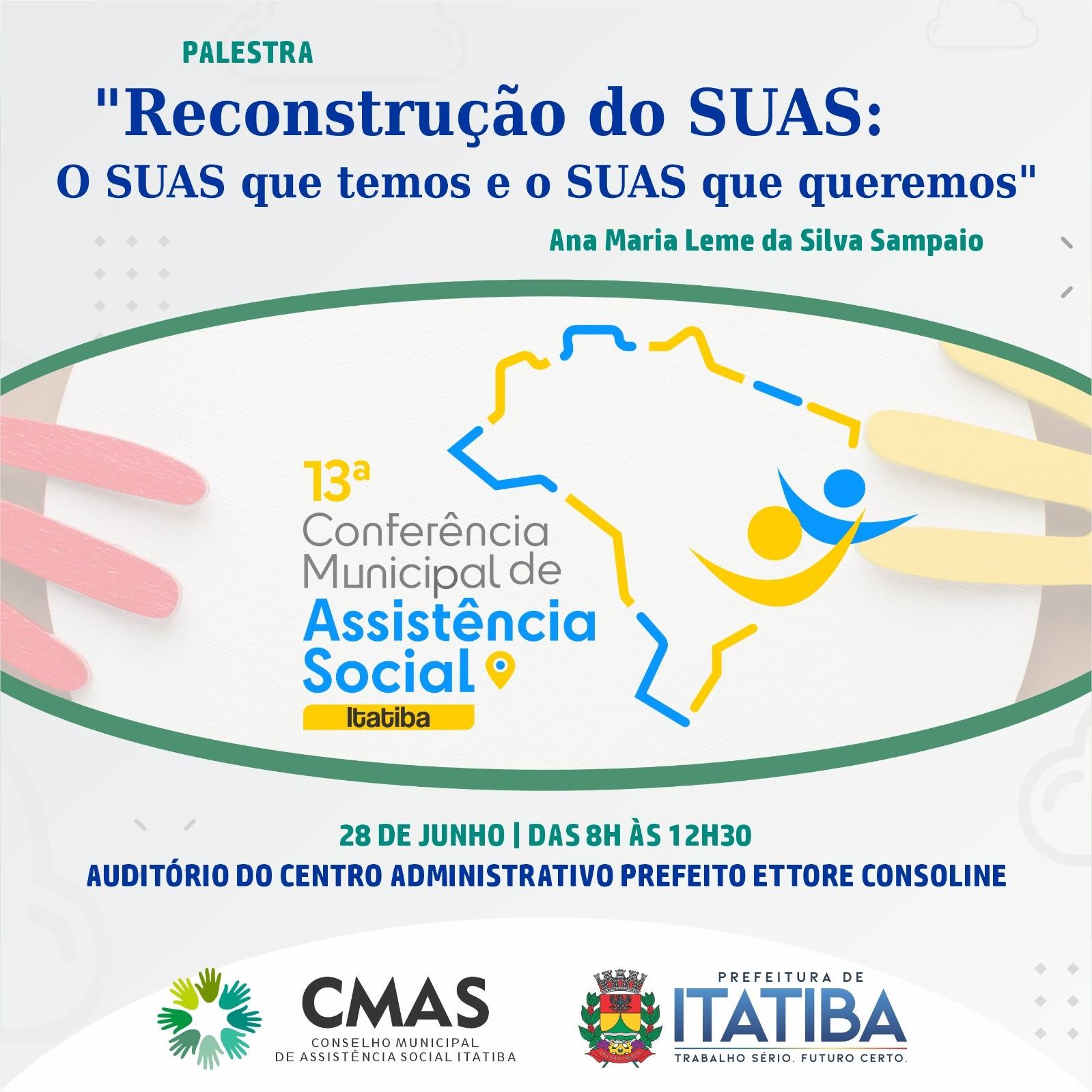  Itatiba terá 13ª Conferência Municipal de Assistência Social nesta quarta (28/06)