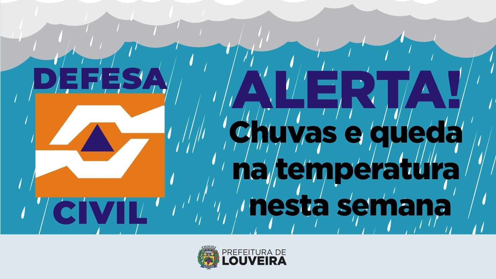 Prefeitura de Louveira informa previsão de chuva e queda na temperatura nos próximos dias