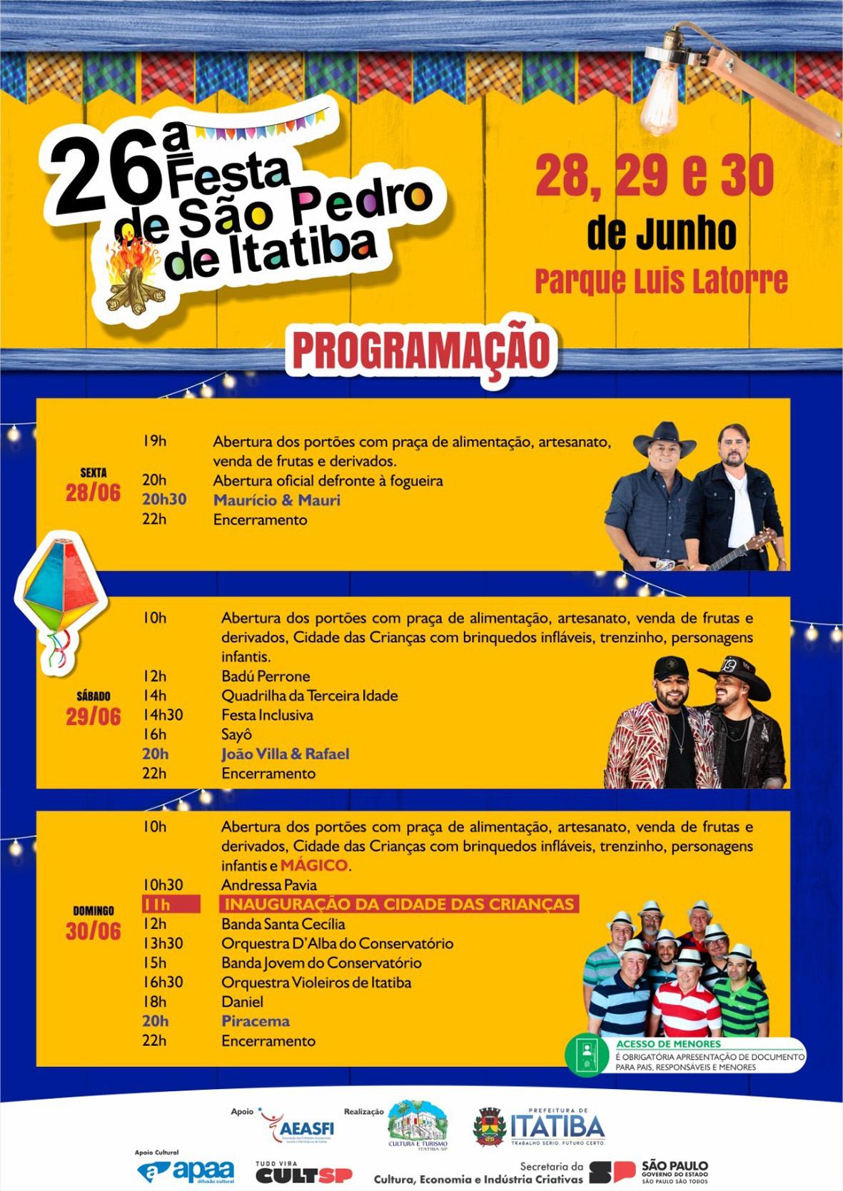 Festa de São Pedro traz música boa para toda a família neste final de semana