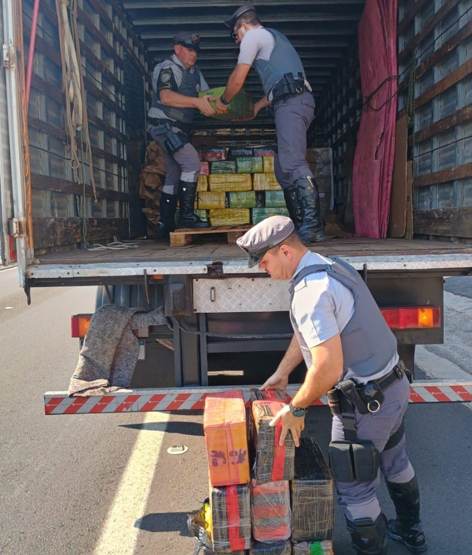 Caminhão com livros é apreendido com 1,5 tonelada de maconha no interior de SP