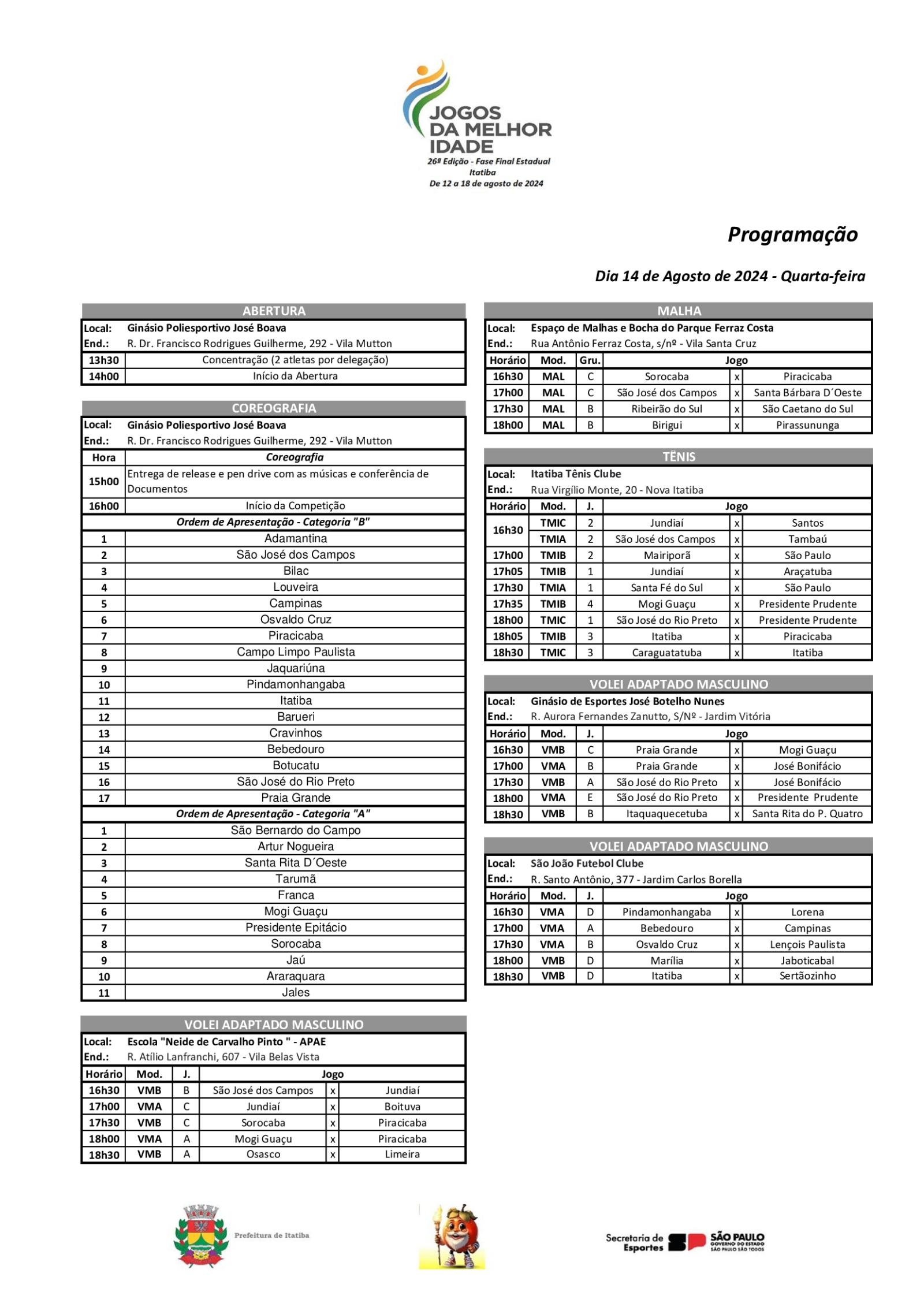 Programação do JOMI para esta quinta-feira (14)