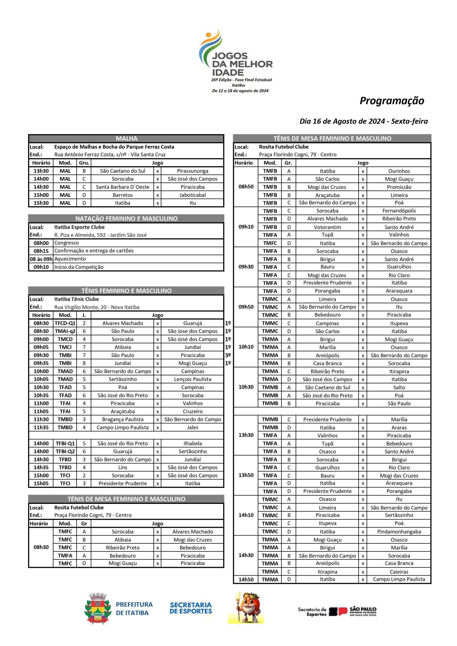 Programação do JOMI para esta sexta-feira (16)