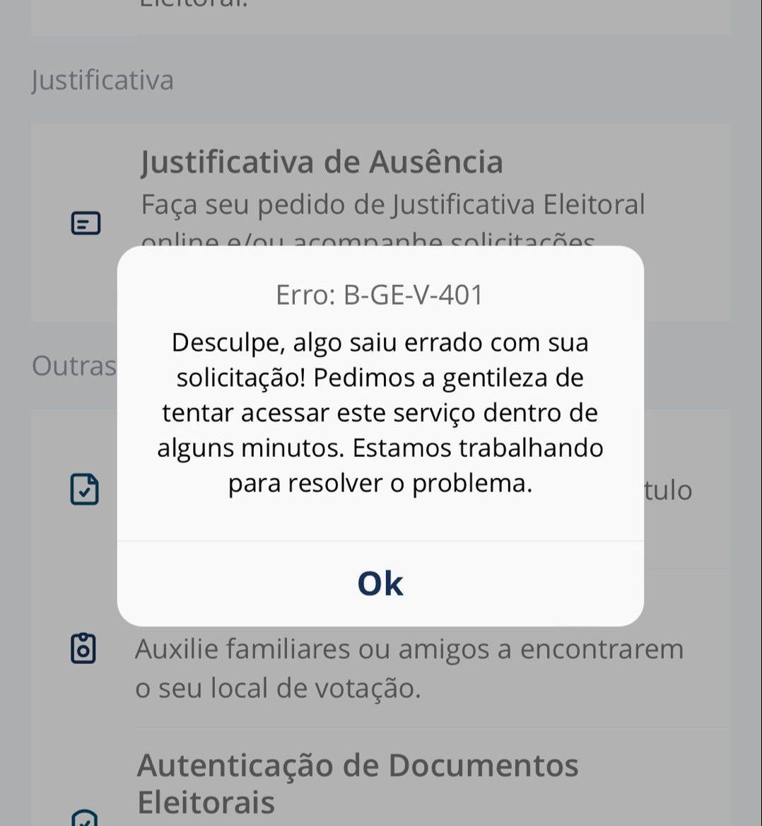 Justificativa pelo E-Título está com instabilidade neste domingo