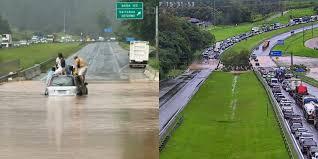 Rio Atibaia transborda e bloqueia rodovia Dom Pedro na divisa de Valinhos com Campinas